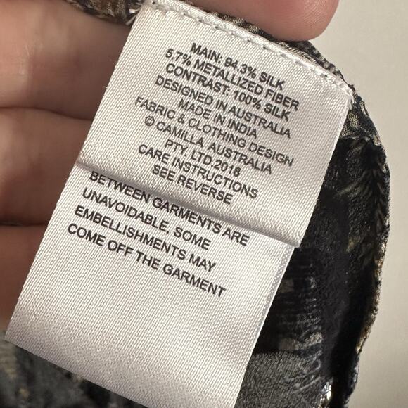 Camilla Ragland Blouse S‎ Cobra King Button Front Long Sleeve Party Luxury Sheer - Picture 8 of 14